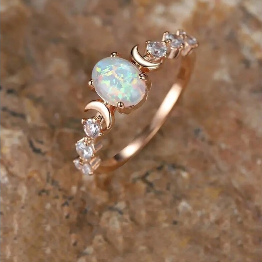 Free People opal moonstone ring in rose gold